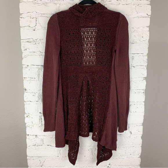 Angel Of The North Anthropologie Maroon Evenie Crochet Cardigan XS - Picture 8 of 11